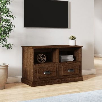ТВ шкаф, кафяв дъб, 80x35x50 см, инженерно дърво