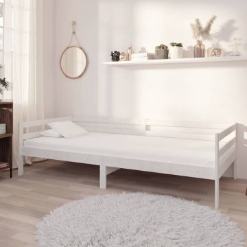 Дневно легло с матрак Vinson, 90x200 см, бяло, борово дърво масив