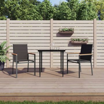 Градински столове 2 бр черни 55x61,5x90 см Textilene и стомана