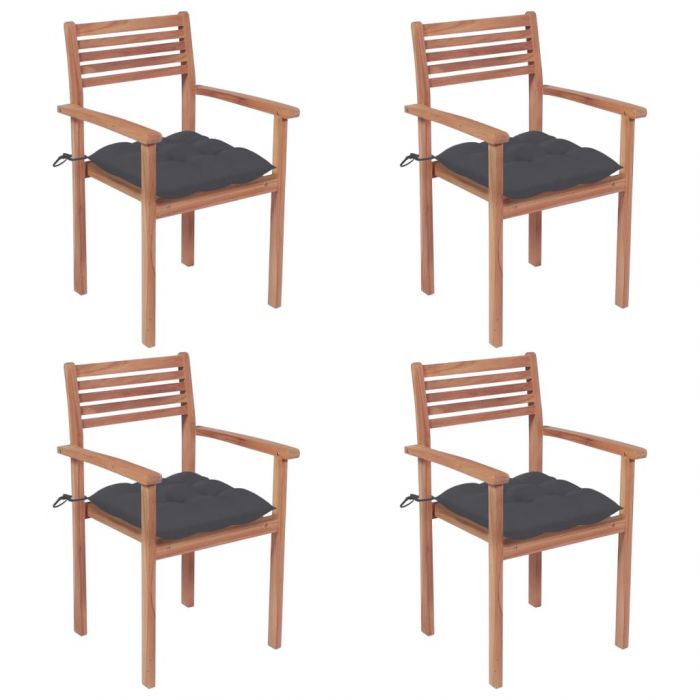 Стифиращи градински столове с възглавници 8 бр тик масив Mckenna
