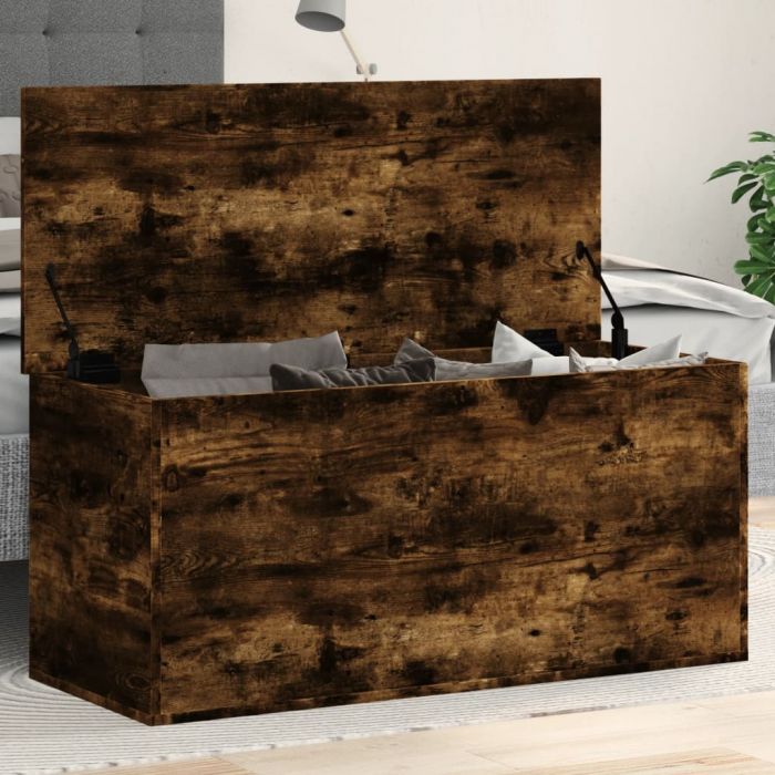 Кутия за съхранение, опушен дъб, 100x42x46 см, инженерно дърво