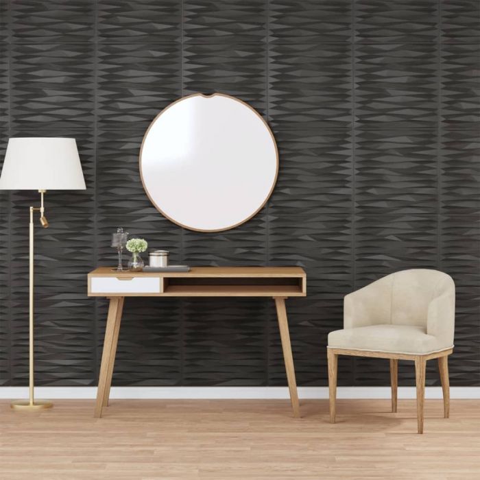 Стенни панели 48 бр черни 50x50 см XPS 12 м² камък