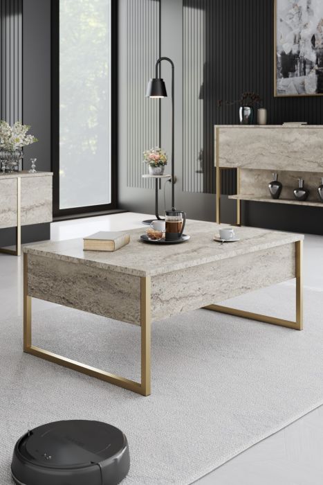 Кафе маса Luxe, цвят Травертин Златен