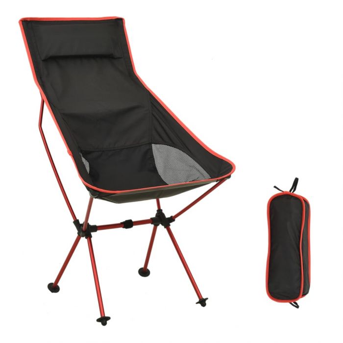 Сгъваем стол за къмпинг PVC и алуминий, черен