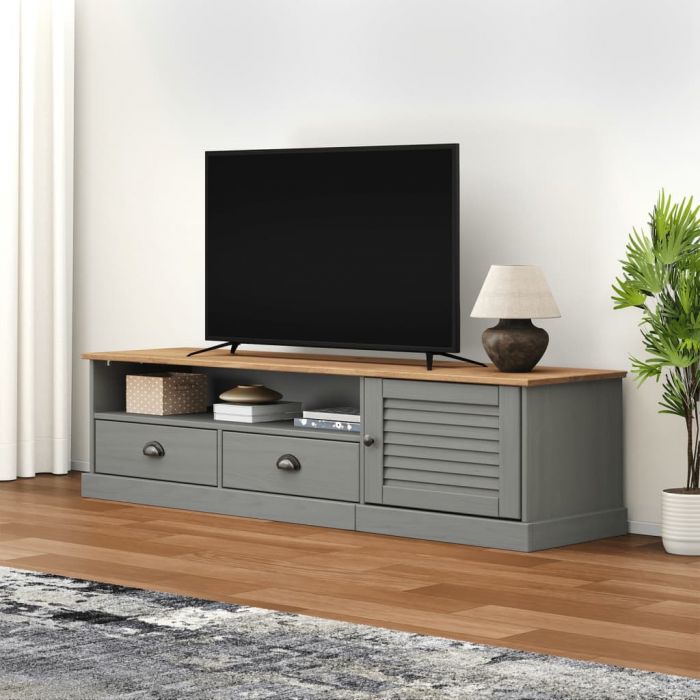 ТВ шкаф "VIGO" сив 156x40x40 см бор масив