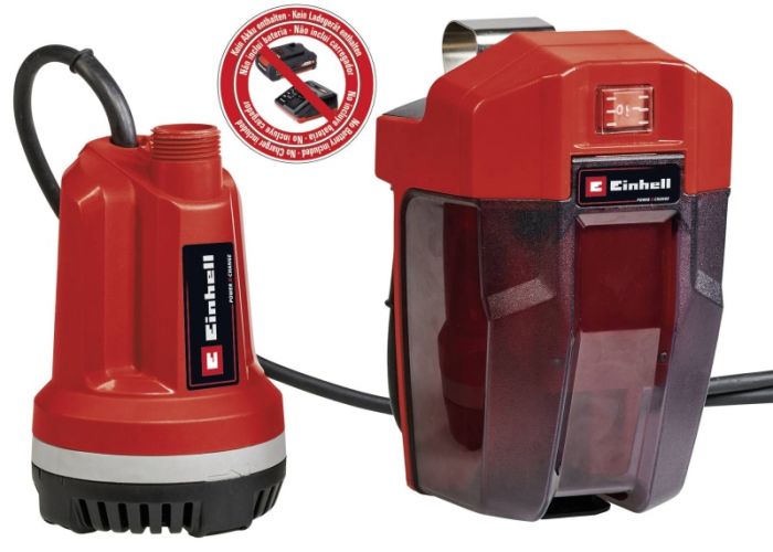 EINHELL GE-PP 18 RB Li - Solo Акумулаторна потопяема помпа за чиста вода без батерии и зарядно устройство 18 V 20 м 3000 л/ч (4170429)