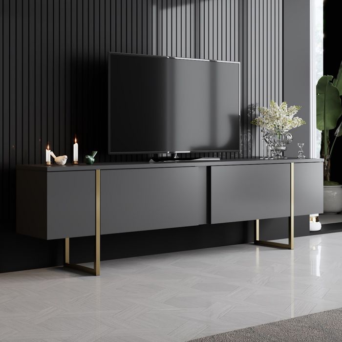 ТВ шкаф Luxe, цвят Антрацит Златен