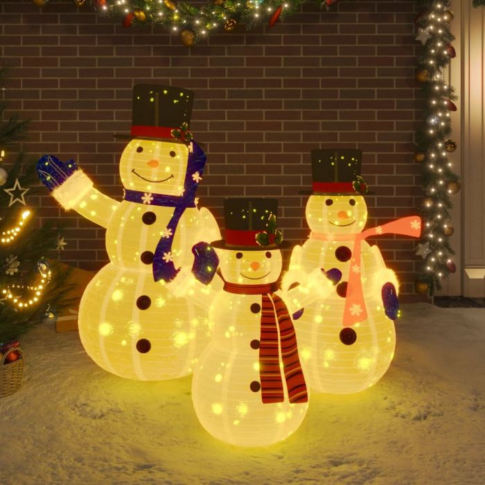 Декоративно коледно семейство снежни човеци LED луксозен плат