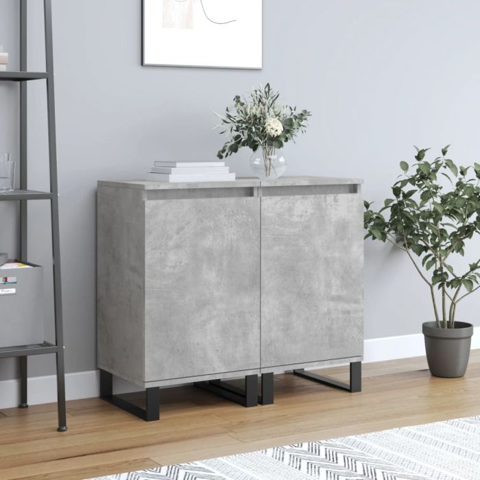Бюфети 2 бр бетонно сив 40x35x70 см инженерно дърво