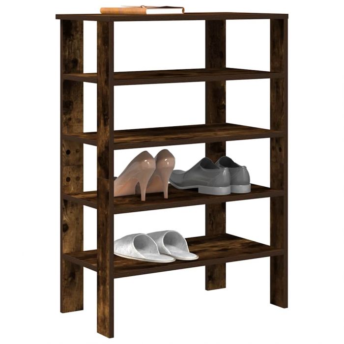 Етажерка за обувки, опушен дъб, 61x32x87,5 см, инженерно дърво