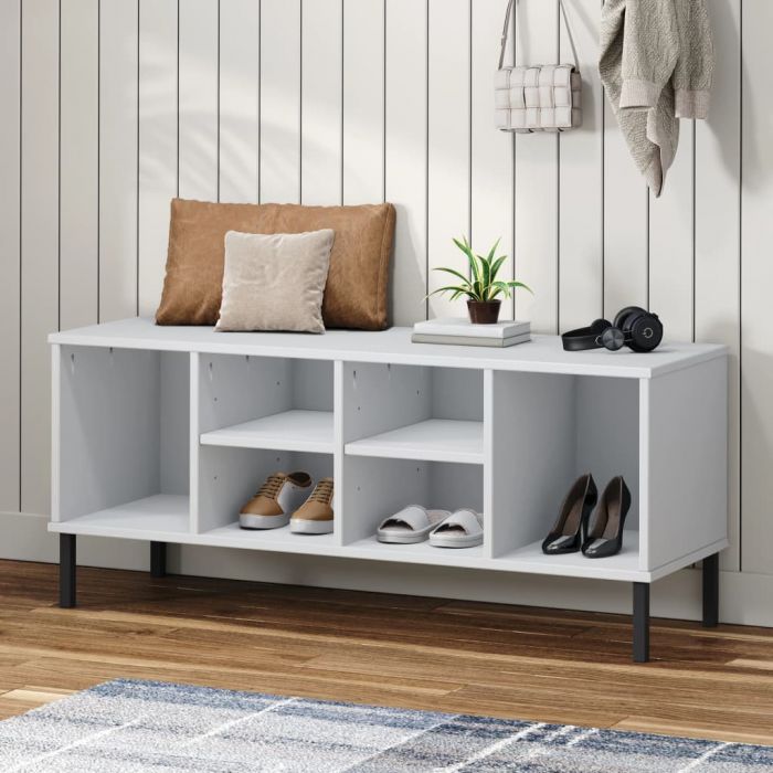 Етажерка за обувки метални крака кафява 106x35x45 см масив OSLO
