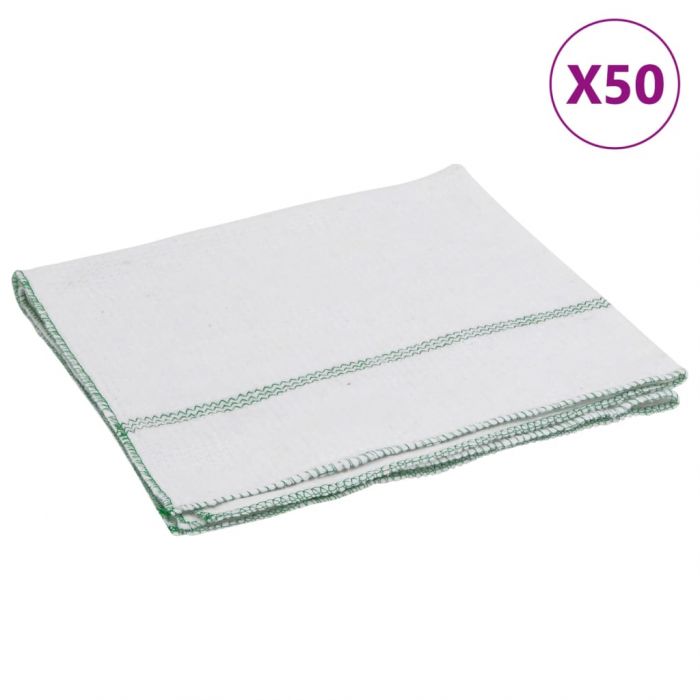 Кърпи за почистване 50 бр бели със зелени ивици 50x60 см