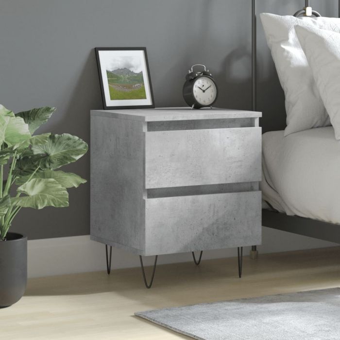Нощно шкафче бетонно сиво 40x35x50 см инженерно дърво