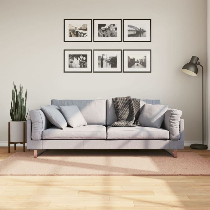 Килим HUARTE с къс косъм, мек и миещ се, руж, 100x200 см