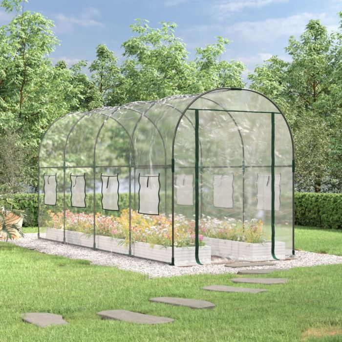 Прозрачна оранжерия 160x400x190 см PVC и стомана с прахова боя