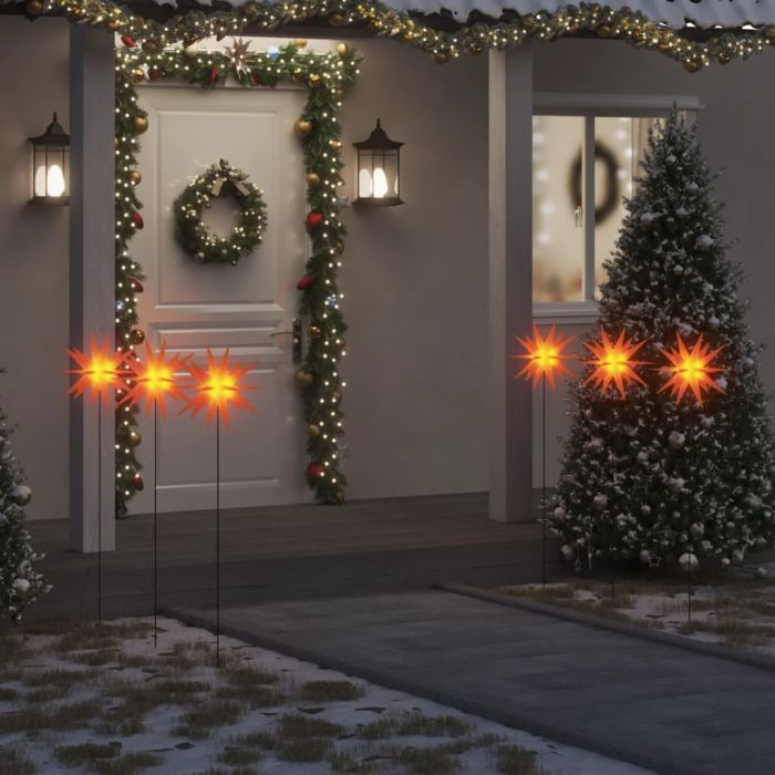 Коледни лампи с шипове, 3 бр, LED, сгъваеми, червени, 35 см