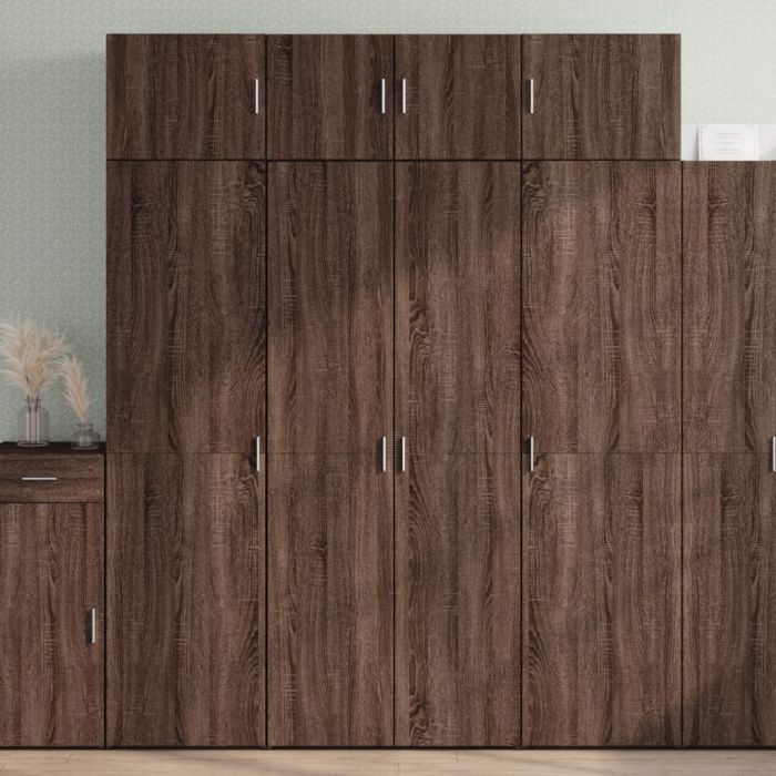 Шкаф за съхранение, кафяв дъб, 80x42,5x225 см, инженерно дърво