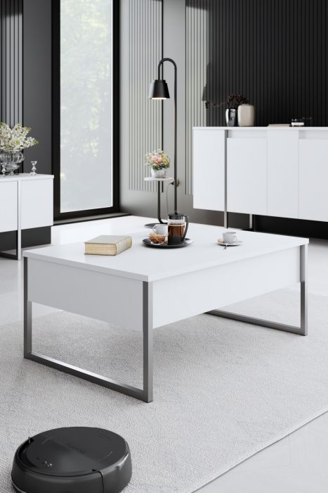 Кафе маса Luxe, цвят Бял Сребърен