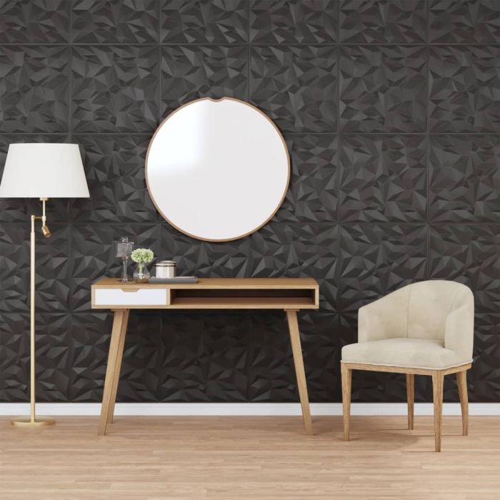 Стенни панели 24 бр черни 50x50 см XPS 6 м² аметист