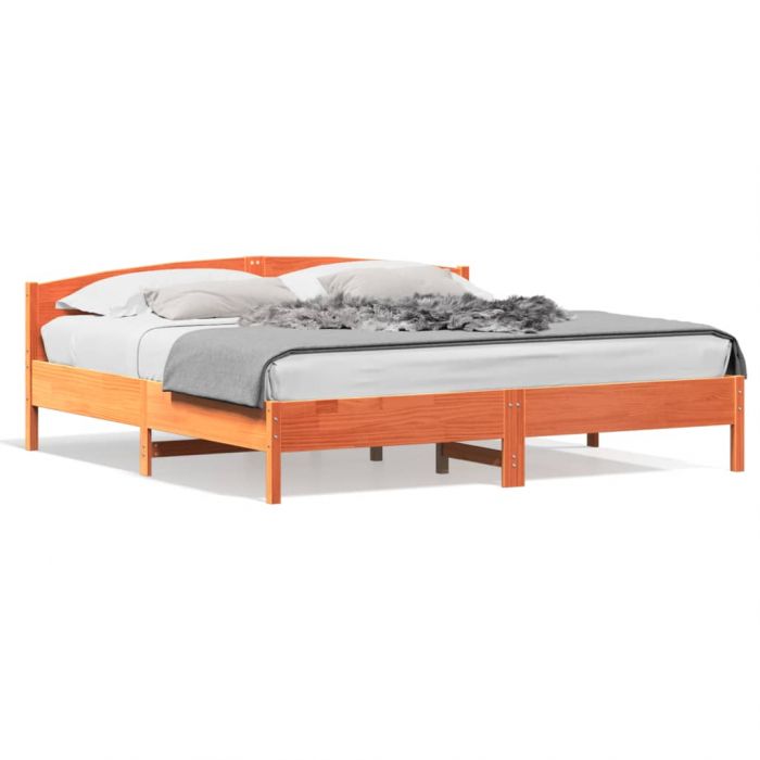 Рамка за легло без матрак, восъчнокафяв, 200x200 см, бор масив