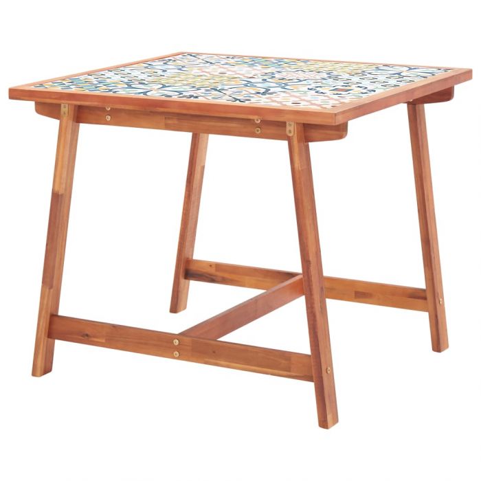 Градинска трапезна маса 88x88x75 cм плот с плочки акация масив Allan