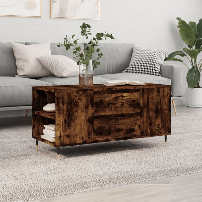 Кафе маса, опушен дъб, 102x44,5x50 см, инженерно дърво