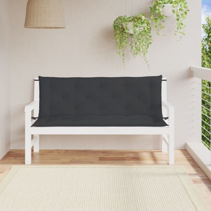 Възглавници за градински пейки 2 бр черно 150x50x7 см плат