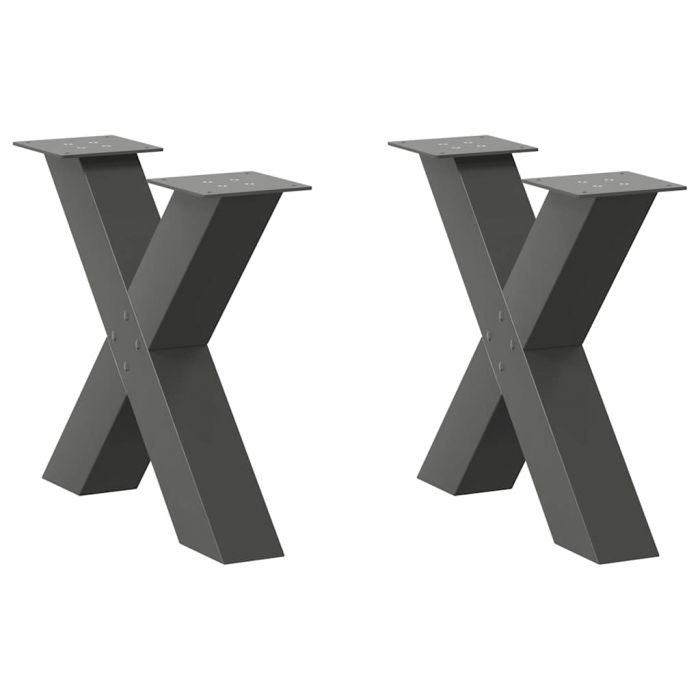 Крака за масичка за кафе с форма на буквата X 2 бр. антрацит