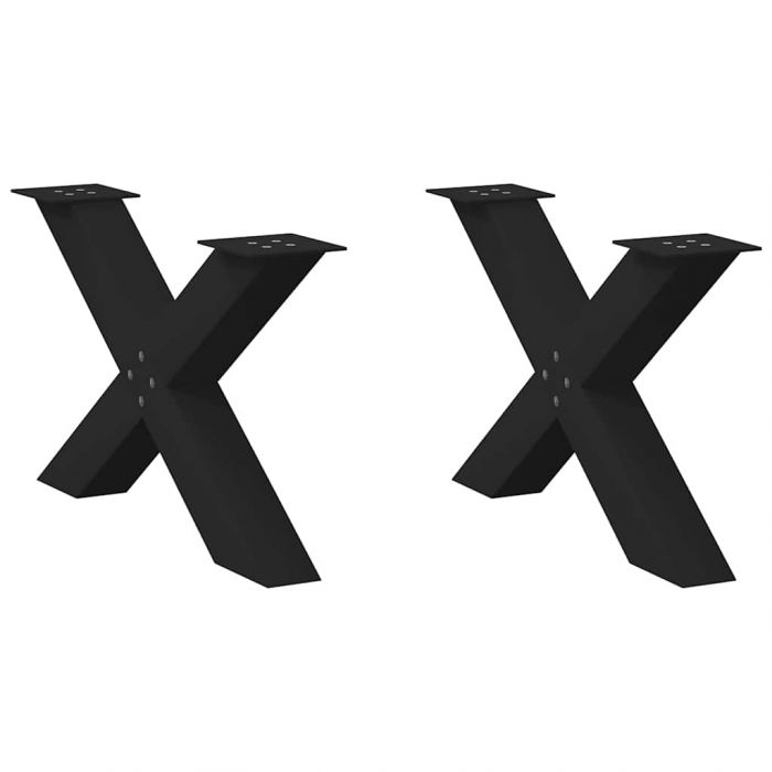 Крака за масичка за кафе с форма на X 2 бр. черни