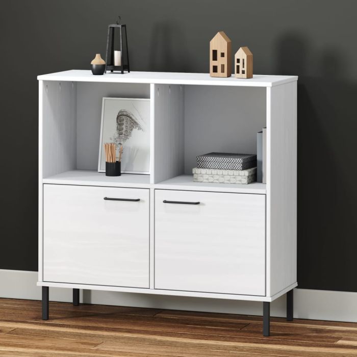 Библиотека с метални крака бяла 90x35x90