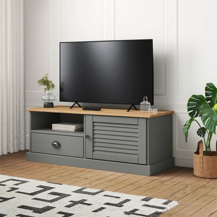 ТВ шкаф "VIGO" сив 106x40x40 см бор масив