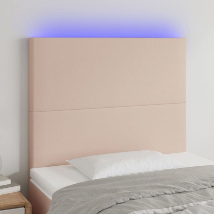 LED горна табла за легло, капучино, 90x5x118/128 см