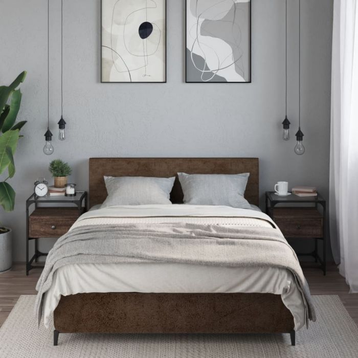 Нощни шкафчета 2 бр кафяв дъб 40x40x55 см инженерно дърво
