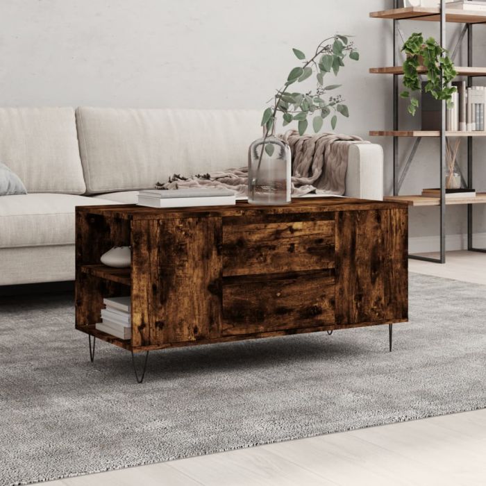 Кафе маса, опушен дъб, 102x44,5x50 см, инженерно дърво