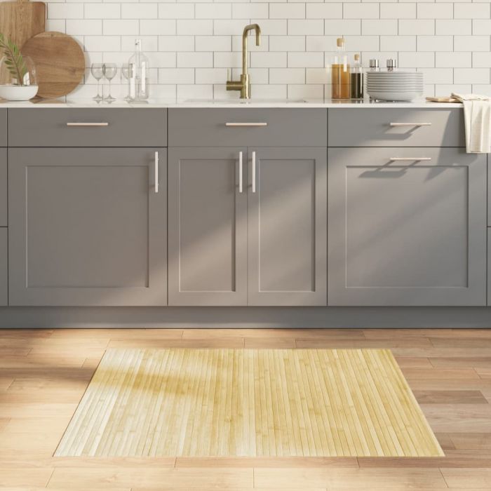 Килим, правоъгълен, светъл натурален, 80x100 см, бамбук