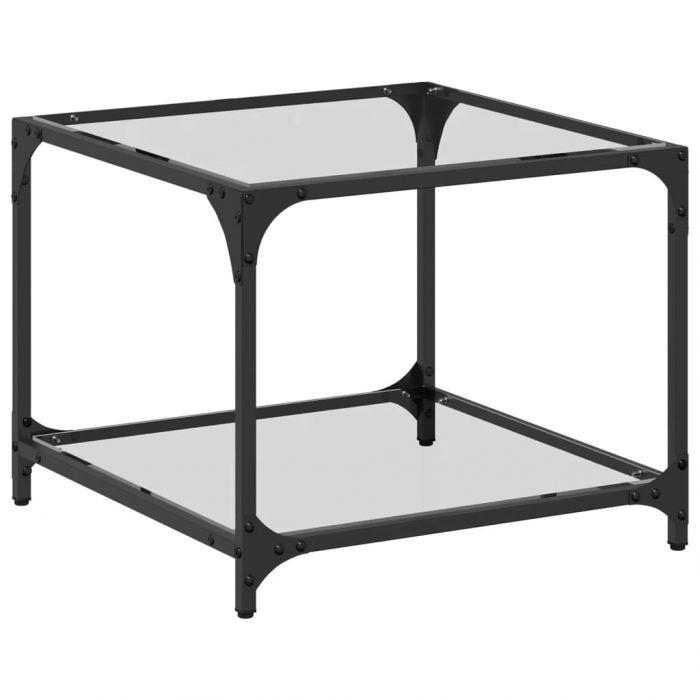 Маса за кафе с прозрачен стъклен плот 50x50x40 см стомана
