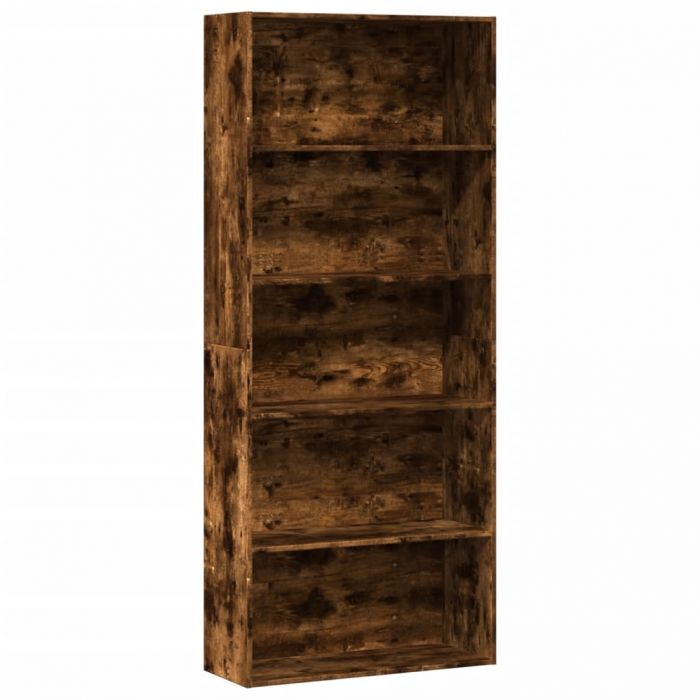 Библиотека, опушен дъб, 80x30x189 см, инженерно дърво