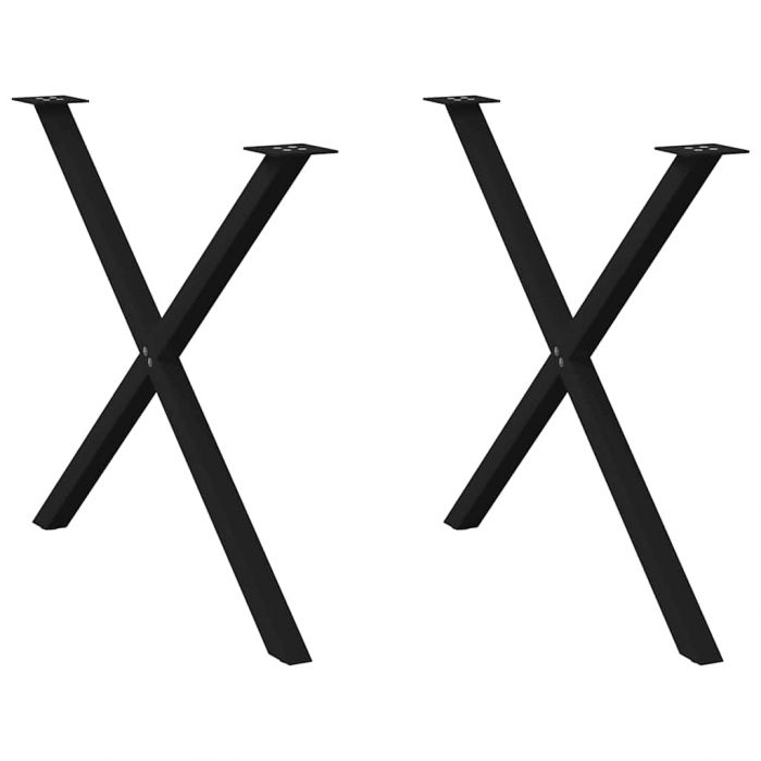Крака за маса за хранене с форма на X 2 бр. черни 90x(72-73) cm