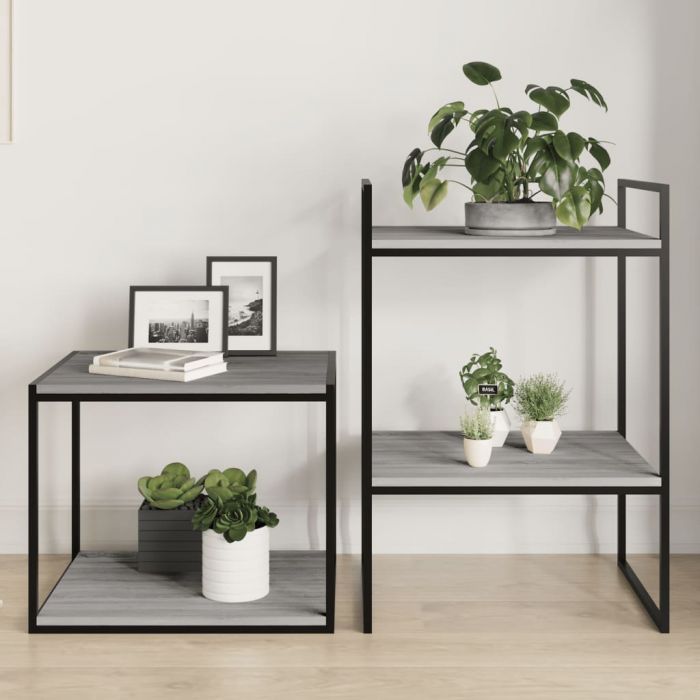 Стенни рафтове 4 бр сив сонома 40x50x1,5 см инженерно дърво