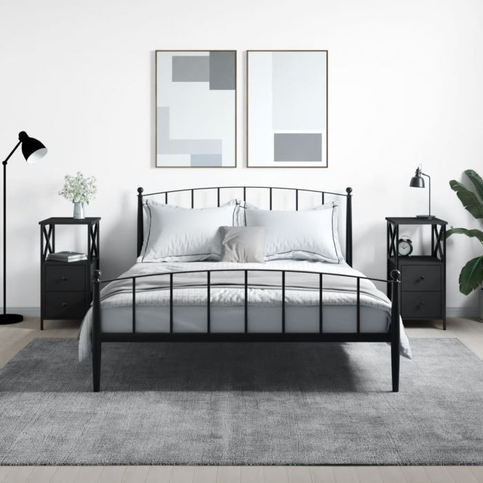 Нощни шкафчета 2 бр черни 34x35,5x70 см инженерно дърво