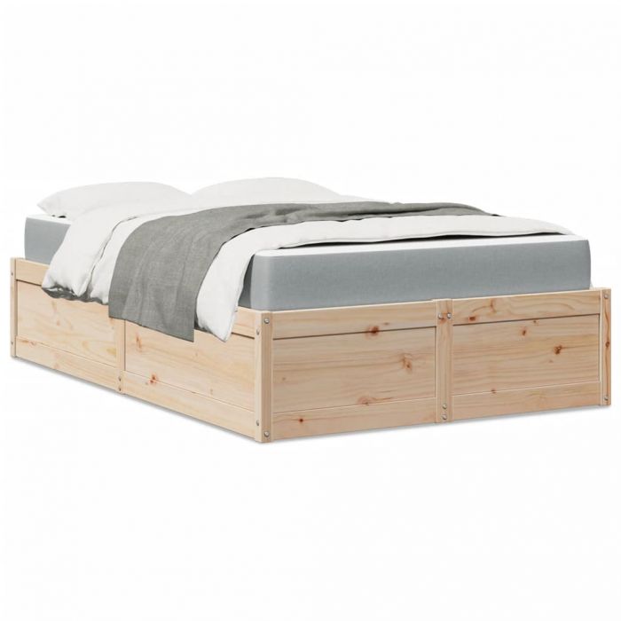 Легло с матрак, 120x190 см, борово дърво масив