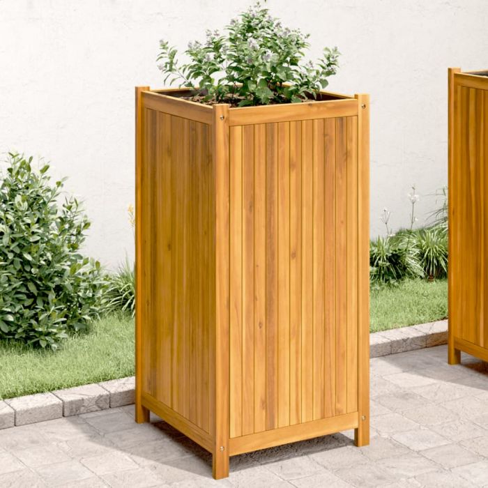 Градинска кашпа с вложка 50x50x100 см масивна акация