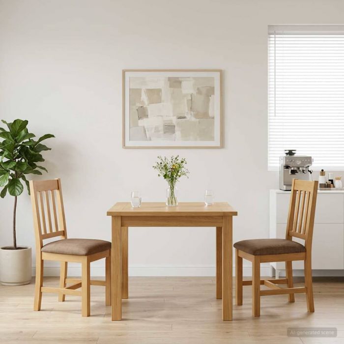 Трапезен стол VENLO 2 pcs Масивен дъб Естествен и сив