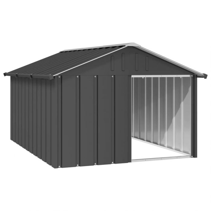 Кучешка къща антрацит 116,5x153x81,5 см поцинкована стомана