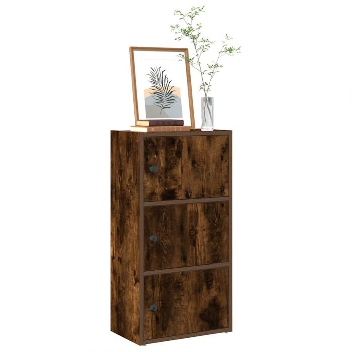 Библиотека, опушен дъб, 40x24x77 см, инженерно дърво