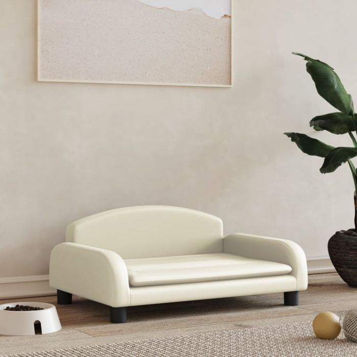 Кучешко легло, Кремаво , 70x45x30 см, изкуствена кожа