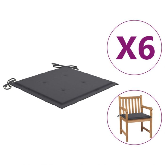 Възглавници за стол 6 бр червено каре 50x50x3 см Оксфорд плат