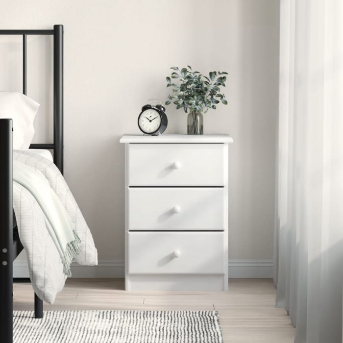Нощно шкафче бяло ALTA 41x35x55,5 см бор масив