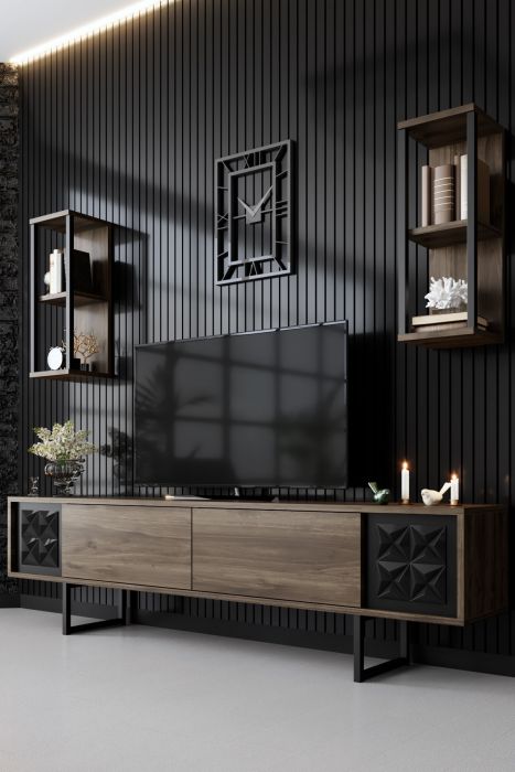 ТВ шкаф Black, цвят Орех Черен