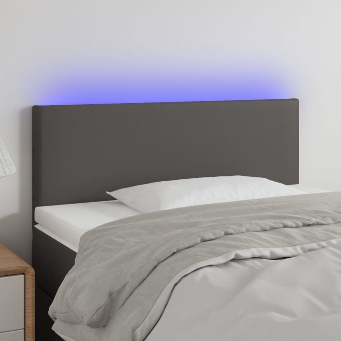 LED Горна табла за легло, сива, 90x5x78/88 см, изкуствена кожа